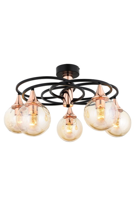 Opviq AR-1661-5BSY Lámpara de Araña de Cuerpo Metálico en Negro y Bronce Opviq AR-1661-5BSY Lámpara de Araña de Cuerpo Metálico en Negro y Bronce